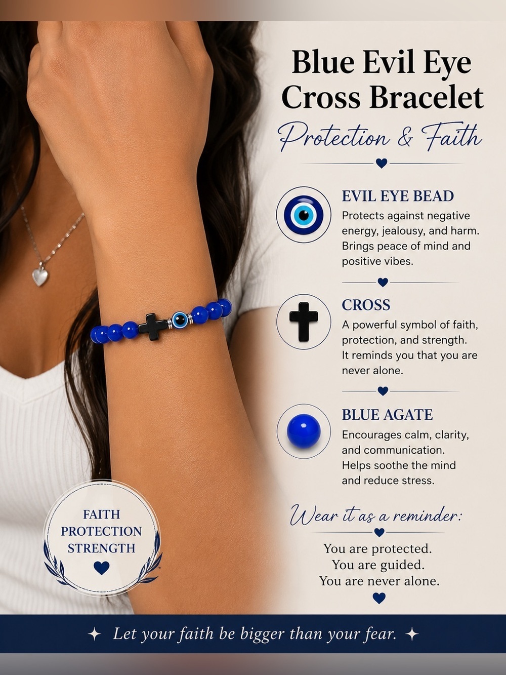 Blue Protection Cross Bracelet